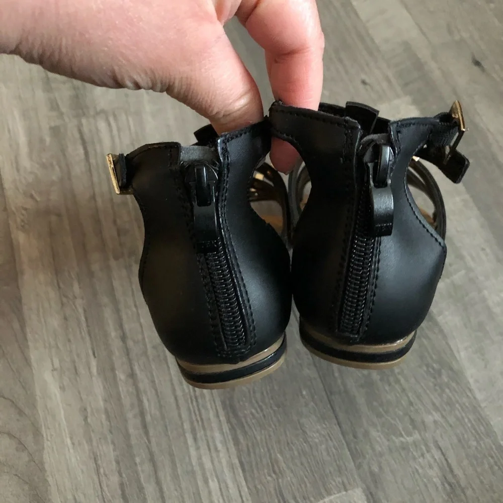 Tropicana Girls Black Leather Sandals